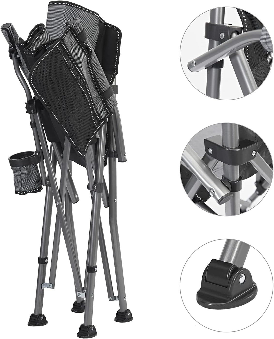 Portable Camping Folding Chair with Carrying Bag, Cup Holder Included, Holds up to 450 Lbs (Grey/Black) (Grey-2)