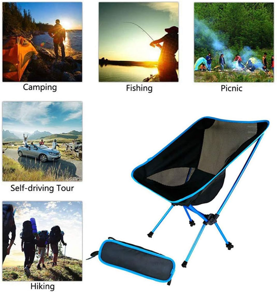 Outdoor Folding Chairs,Camping Chair Ultralight Hiking Portable Compact Backpacking Chair Folding Chairs with Lightweight Carry Bag (Sky Blue)