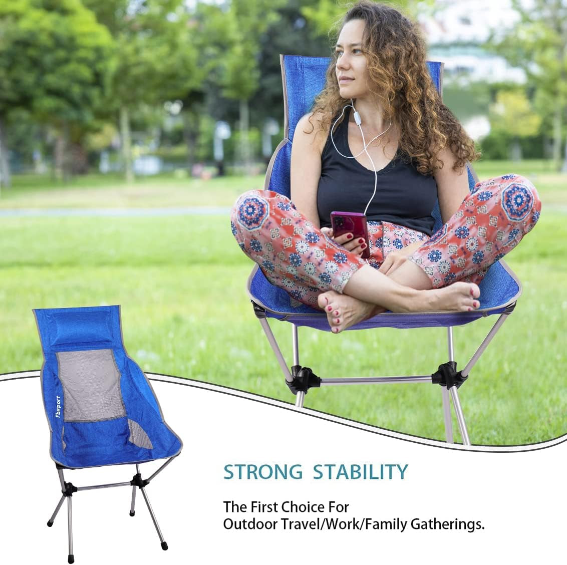 Ultralight Folding Camping Chairs, Portable Camping Chairs for Adult, High Back Lightweight Backpacking Chair Compact & Heavy Duty for Outdoor Hiking.