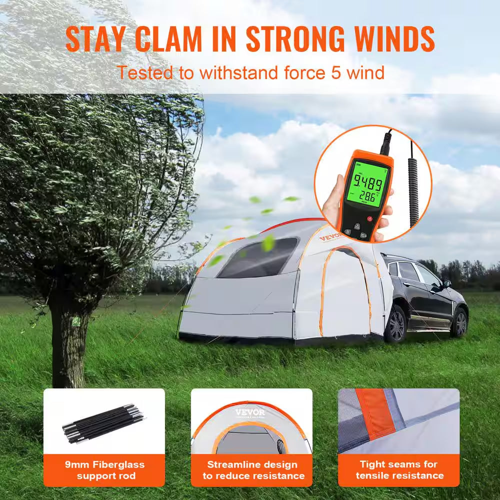 SUV Camping Tent SUV Tent Attachment for Camping with Rain Layer and Carry Bag, PU 2000 Mm Layer Truck Tent