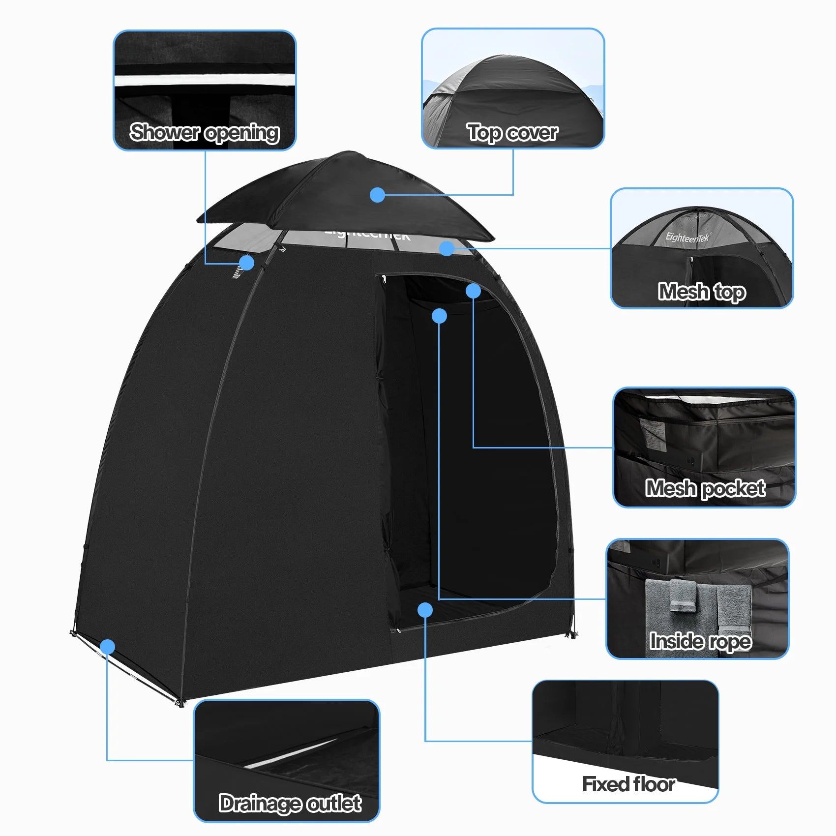 Pop up Shower Tent Changing Room 2 Rooms Outdoor Camping Toilet Portable Privacy Dressing Shelter