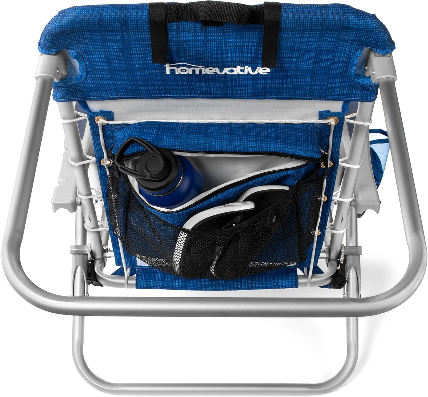 Cooler+ Folding Backpack Beach Chair with 5 Positions, Towel Bar, XL Cooler Pouch, Storage Net, Cup and Phone Holder, Deep Sea, 2 Pack