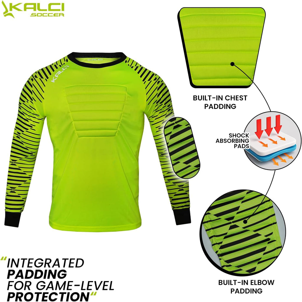 Soccer Goalie Shirt, Padded Goalkeeper Jersey, Youth/Adult & Kids Sizes, Long Sleeve Football Padded Shirt Mens