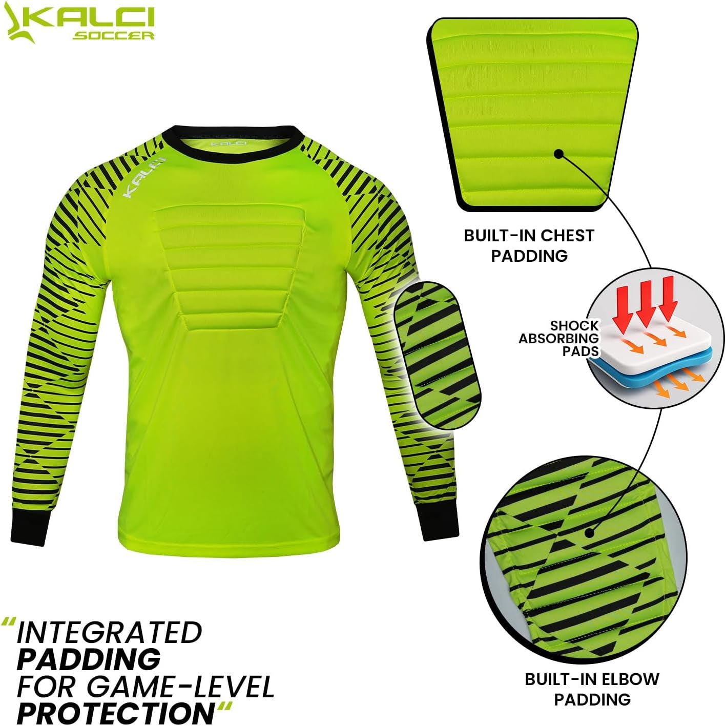 Soccer Goalie Shirt, Padded Goalkeeper Jersey, Youth/Adult & Kids Sizes, Long Sleeve Football Padded Shirt Mens