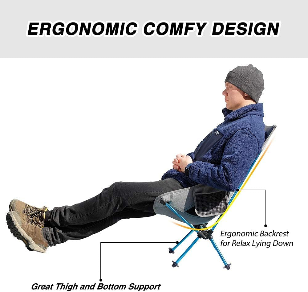 Camping Chair Foldable, Ultralight Portable Outdoor Camp Chair with High Back and Side Pockets, Comapct Portable Chair, Lawn Chair