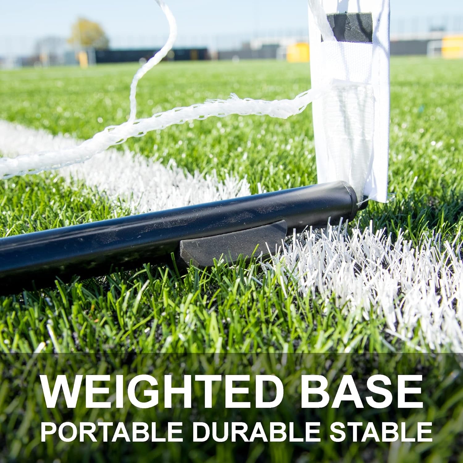 Kickster Elite Portable Soccer Goal | Integrated Weighted Base for Training on Turf, Hard Floors or Grass | Sizes 5X3', 6X4', 12X6', 16X7', & 3X2M [Single Goal]
