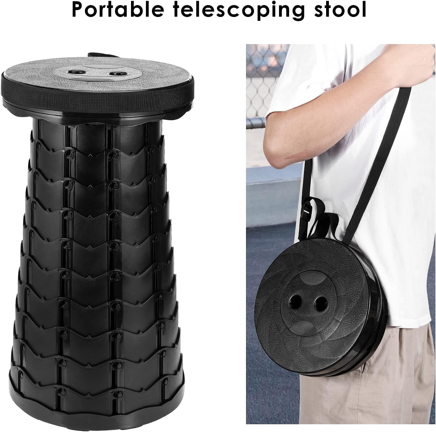 Portable Stool,Collapsible Stool,Telescoping Stool for Camping,Hiking,Queuing
