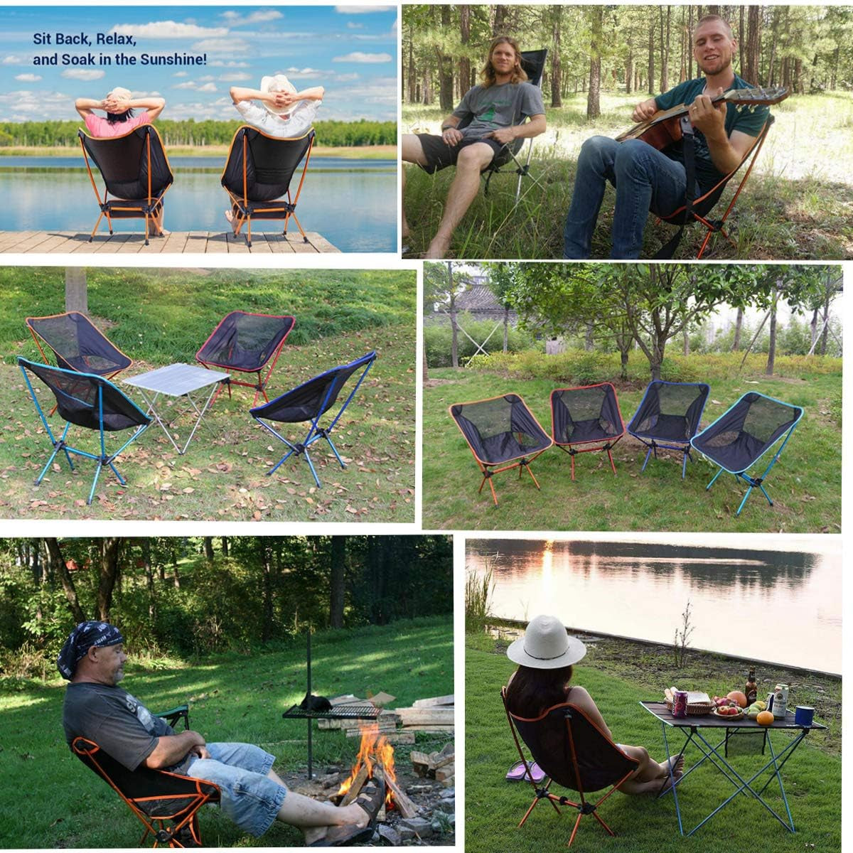 Outdoor Folding Chairs,Camping Chair Ultralight Hiking Portable Compact Backpacking Chair Folding Chairs with Lightweight Carry Bag (Sky Blue)
