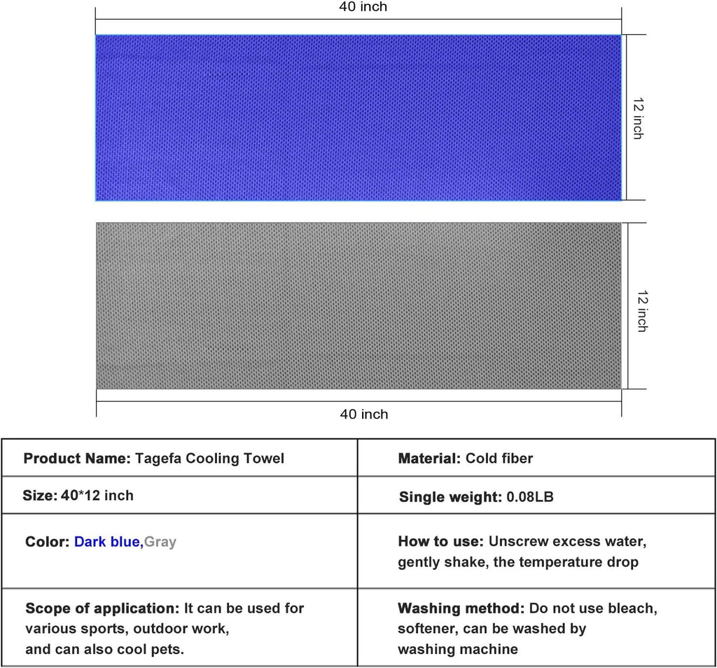 Cooling Towel 20 Pack (40"X12") Ice Towels, 160GSM Soft Breathable, Super Absorbent, Quick Cold Towel, for Bowling, Yoga, Travel, Camping, Golf, Football, Hiking, Outdoor Work