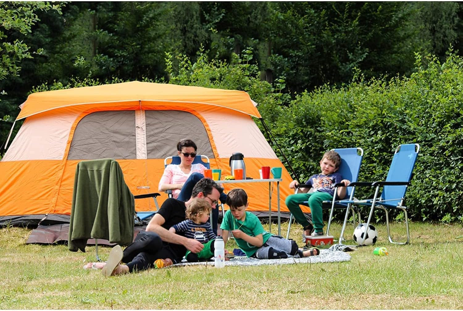 Tent, 10 Person 60 Sec Setup Family Camping Tent, Waterproof & Windproof Tent with Top Rainfly, Instant Cabin Tent, Upgraded Ventilation System (Orange)