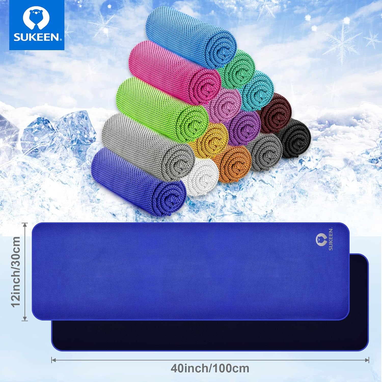 Cooling Towels (40"X12") Microfiber Cool Towel,Soft Breathable Chilly Towel for Yoga, Golf, Gym, Camping, Running, Workout & More Activities