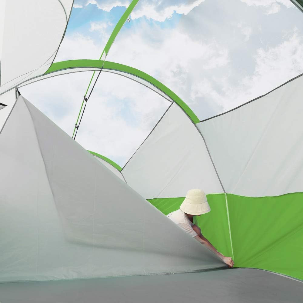 Tent 8 Person Camping Tents, Weather Resistant Family Tent, 5 Large Mesh Windows, Double Layer, Divided Curtain for Separated Room, Portable with Carry Bag