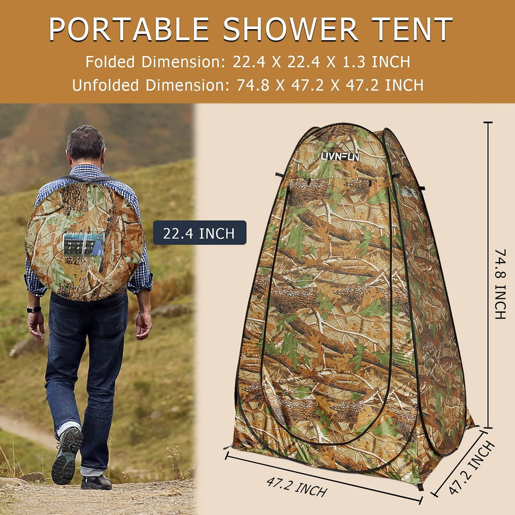 Privacy Shower Tent – Pop up Changing Tent Camping Shower Toilet Tent Portable Shelters Room 6.2 FT Tall