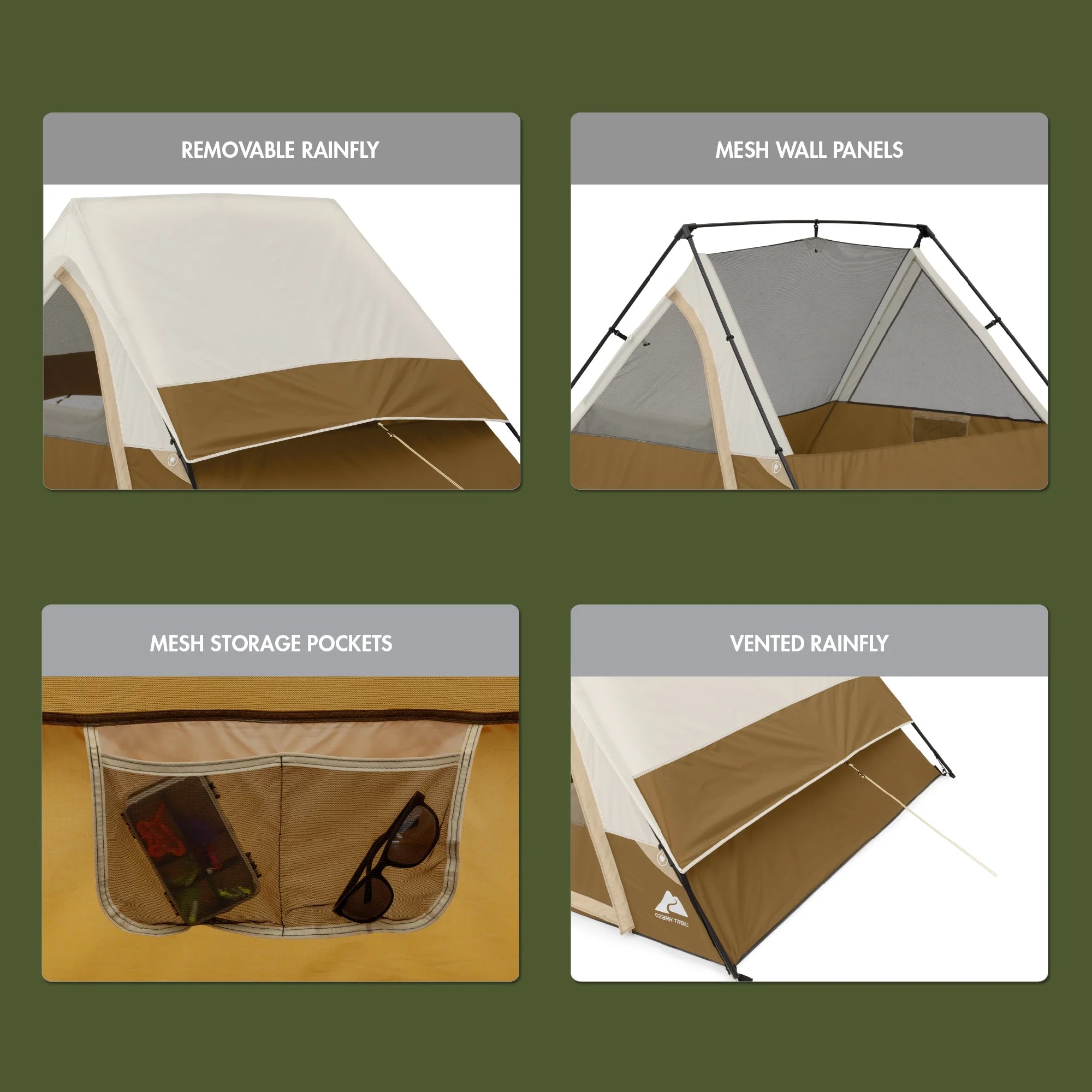 7' X 7' 3-Person A-Frame Tent, 13.44 Lbs