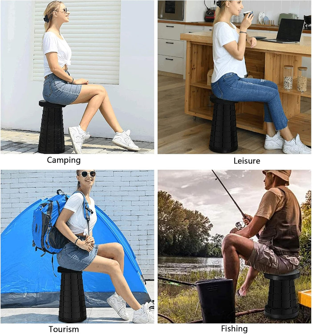 Retractable Folding Stools Portable Camping Stool Upgraded Collapsable Stool Telescopic Camping Stool Fishing Chair Seat for Fishing Camping Outdoors Indoors, Max Load 330Lbs