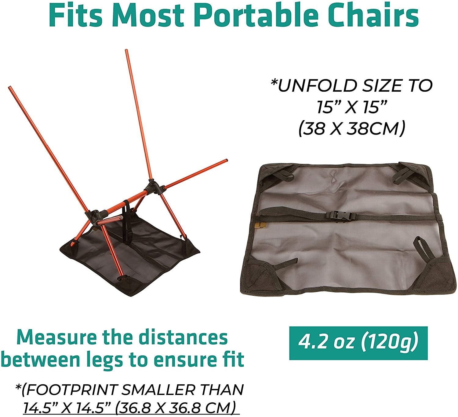 Sand Cover, Beach Mat and Ground Sheet - Prevent Portable Camping Chairs from Sinking in Soft Grounds, Sand or Grass - Anti-Sinking Solution Fits Most Compact Folding Camp Backpacking Chair
