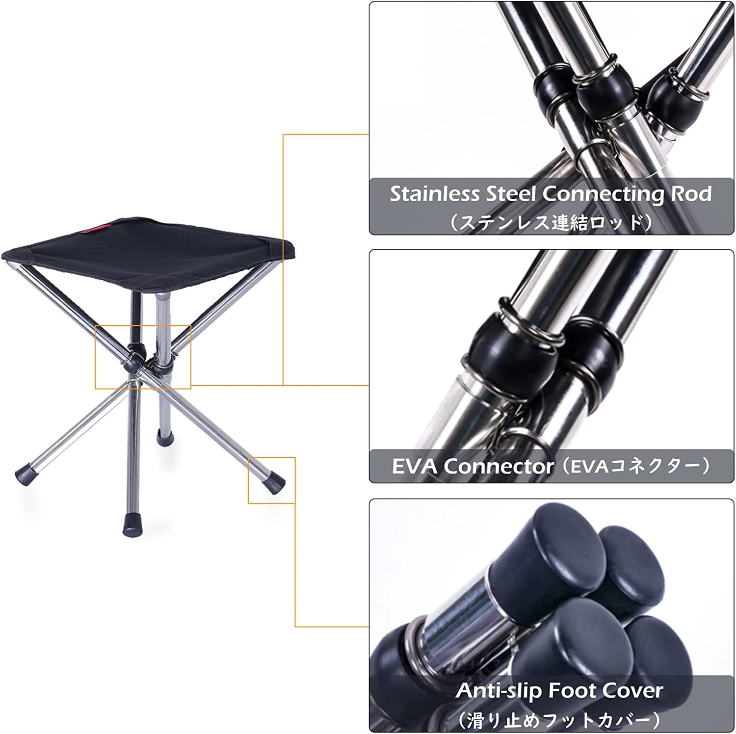 Compact Camping Stool Folding Tripod Chair Lightweight Portable Camp Stool Mini Foldable Chair (Blue - L)
