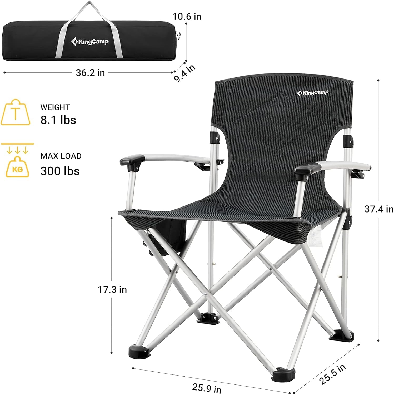 Camping Chairs for Adults,Folding Camping Chair for Heavy People,Lightweight Deluxe Camp Chair for Picnic Garden Fishing,Fold up Chairs Outdoor with Cup Holder Side Pocket,Max Load 300Lbs