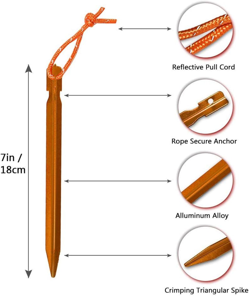 10 Pack Tent Stakes for Outdoors, Backpacking, Camping Tent Kits & Hiking Accessories
