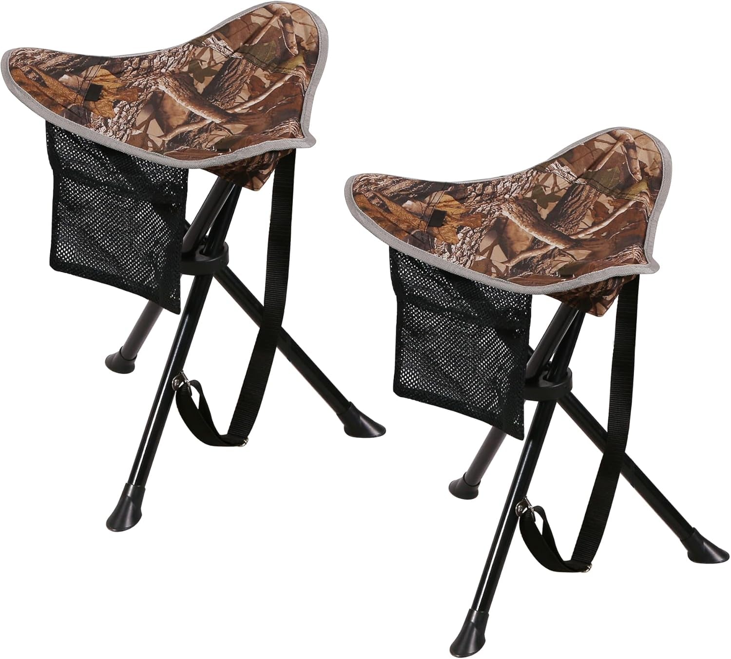 Camping Stool Folding 2 Pack, Portable and Lightweight Tripod Camp Stools for Fishing Backpacking Hiking Hunting, Camouflage