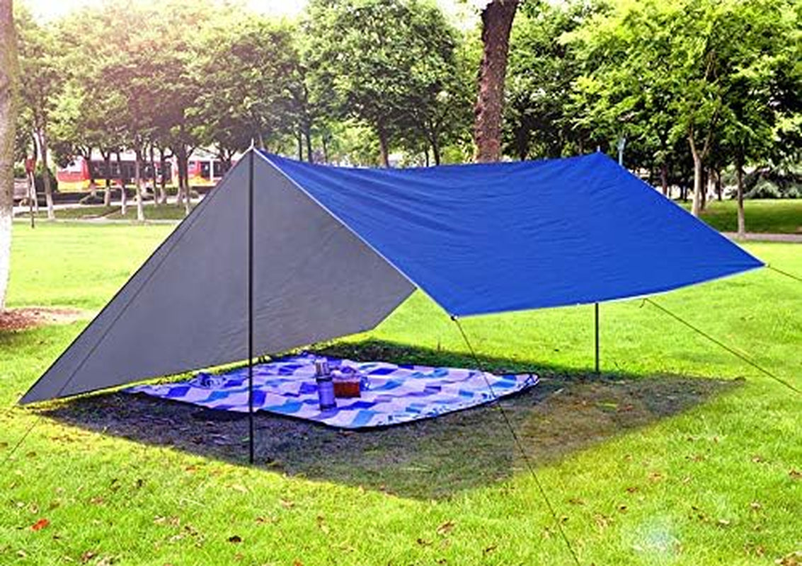 Camping Tarp Rain Fly Tarp Waterproof Tent Tarp Lightweight Ripstop Fabric 12FT Extra Large Tarp (Khaki)