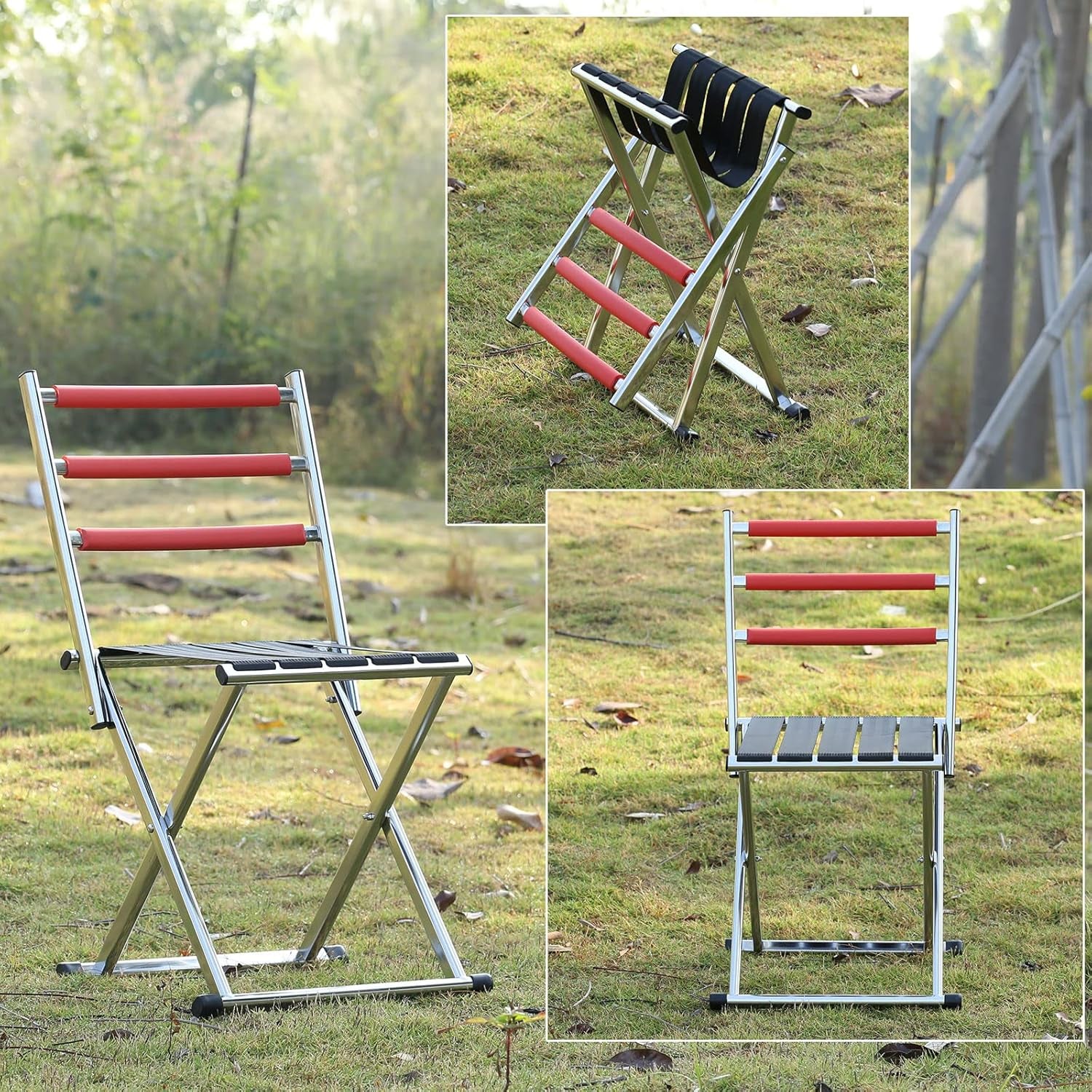 Outdoor Folding Camping Chair for Adults - Lightweight Portable Fishing Hunting Seat with Backrest,Camp Stool with Back Support Heavy Duty Support 660 Lbs for Outdoor Picnic Hiking Fishing/Medium
