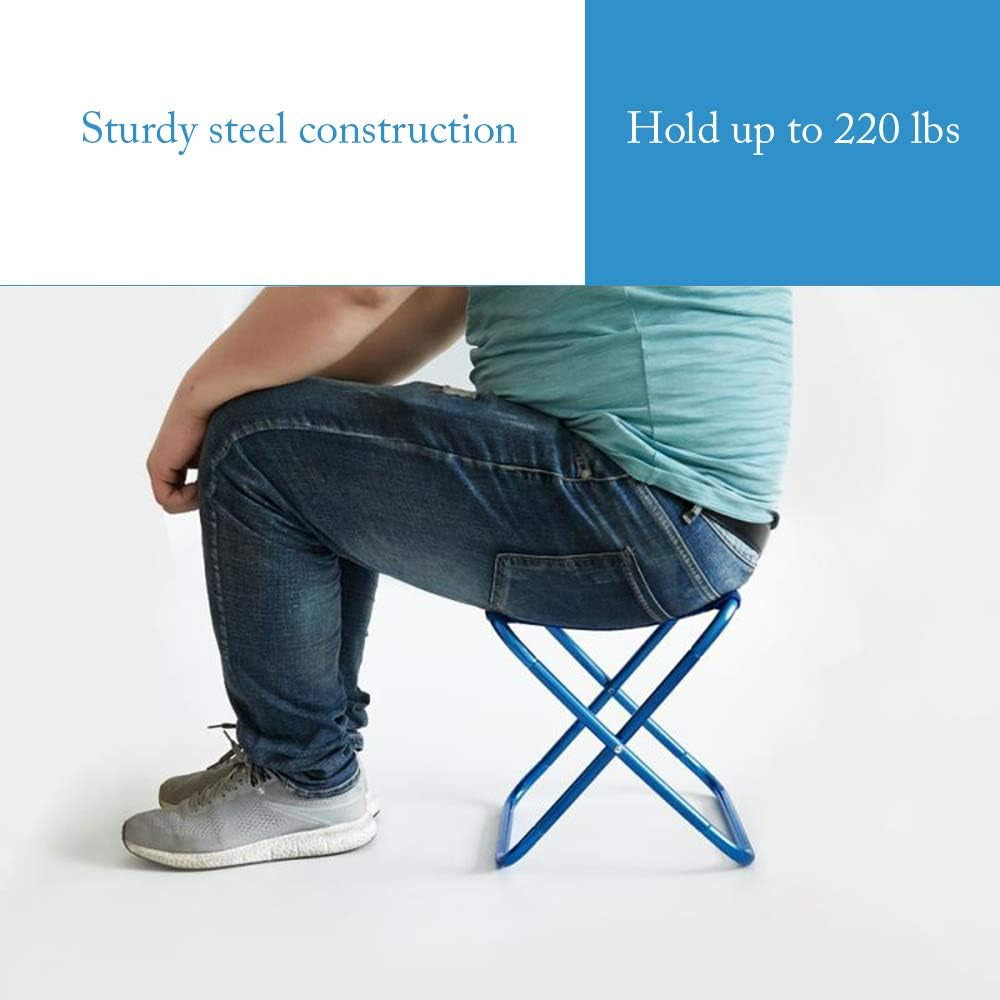 2-Pack Mini Folding Camping Stool, Lightweight Camp Stool, Portable Folding Camp Chair, Ultralight Camping Chair for BBQ, Camping, Fishing, Travel, Hiking (Blue & Blue)