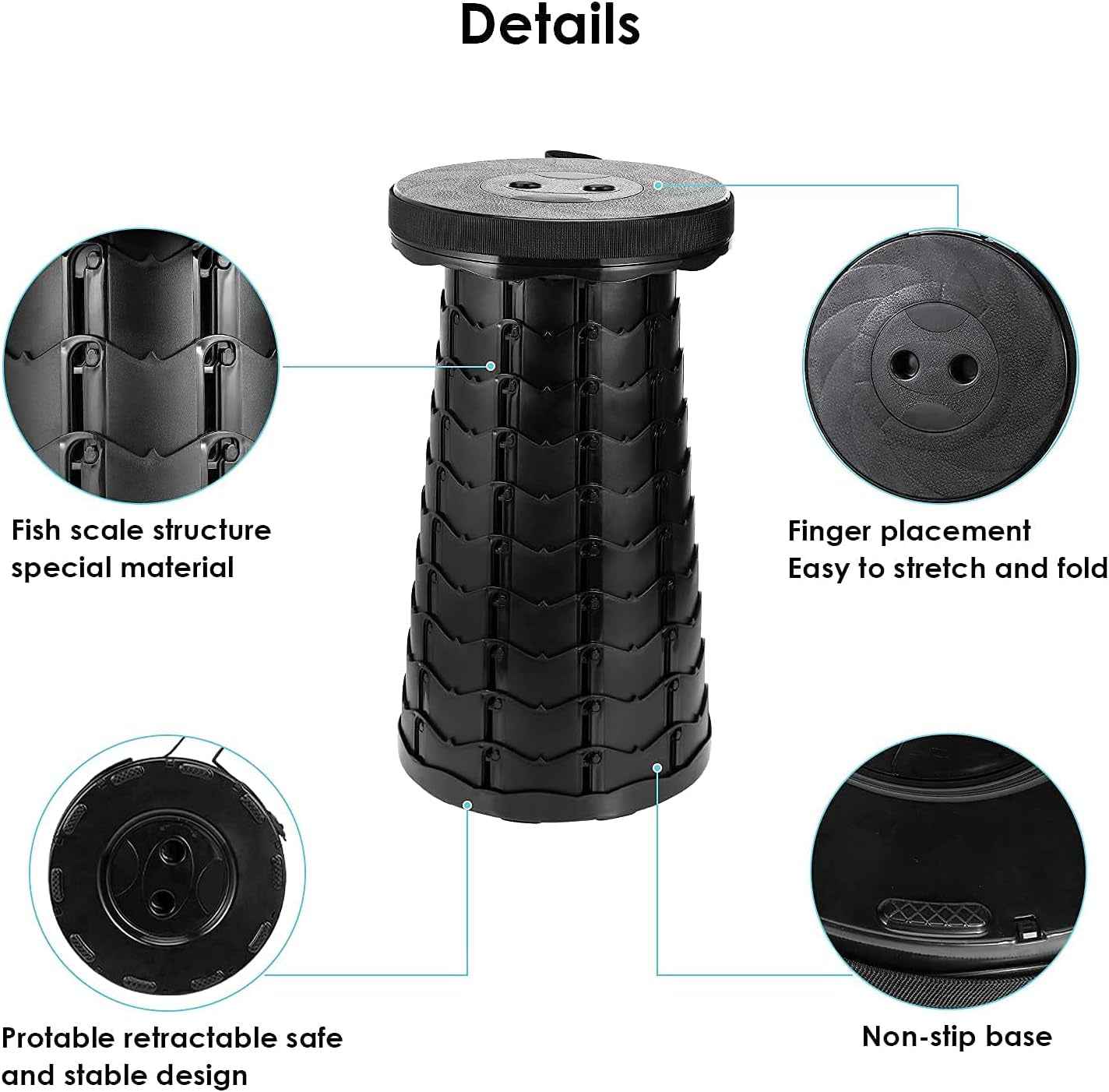 Portable Stool,Collapsible Stool,Telescoping Stool for Camping,Hiking,Queuing