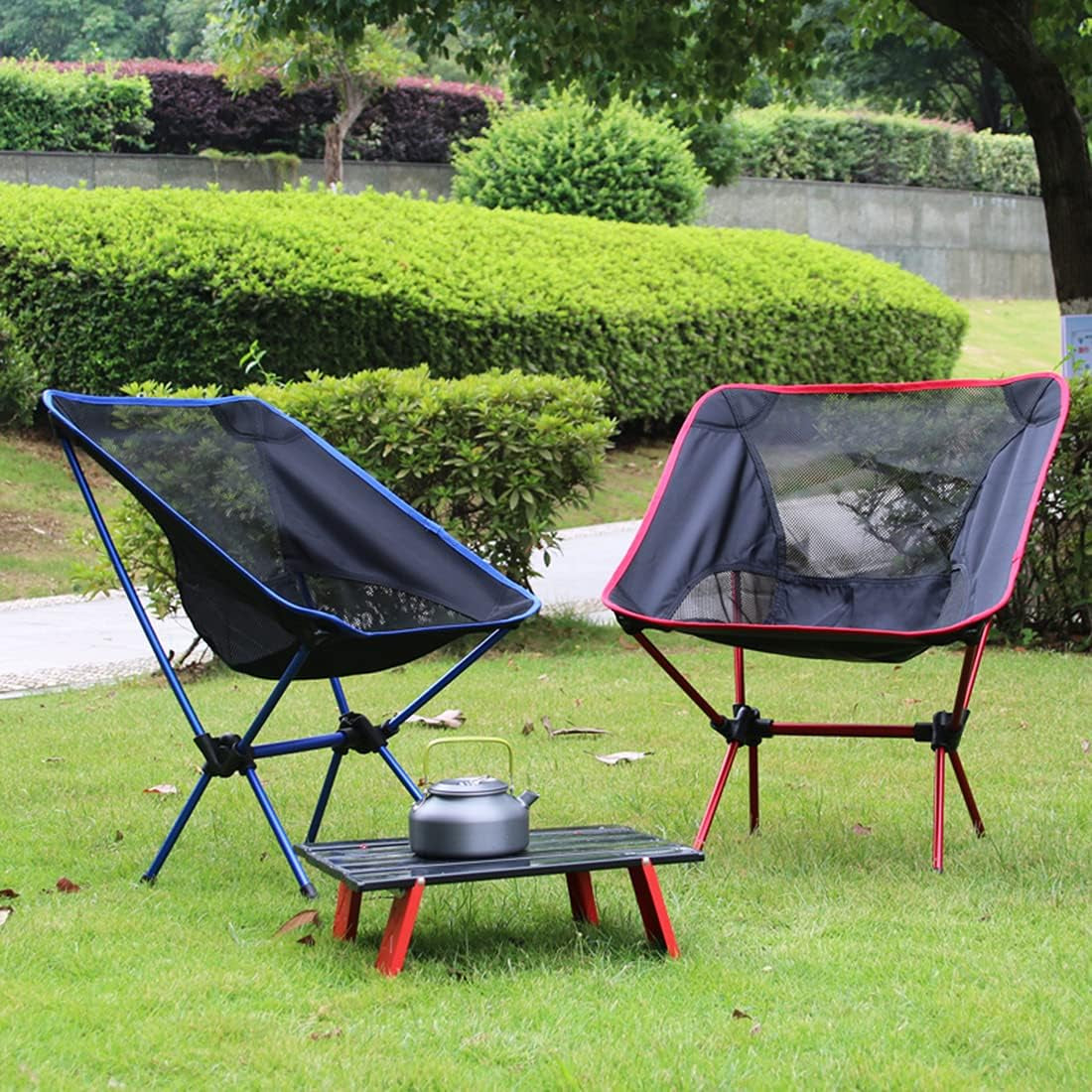 Portable Folding Camping Chair, Lightweight and Compact Outdoor Chair, Suitable for Outdoor Activities, Hiking, Camping, Picnic Camping Chair with Portable Storage Bag (Blue)