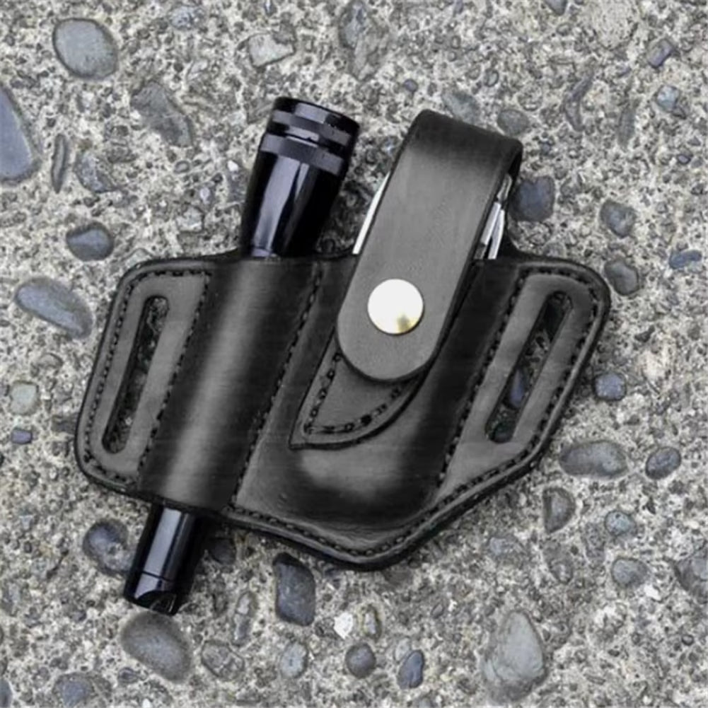 EDC Waist Pack Leather Waist Holster Belt Loop Holder Organizer Waist Pouch Outdoor Waist Pack for Lighter Flashlight Pliers