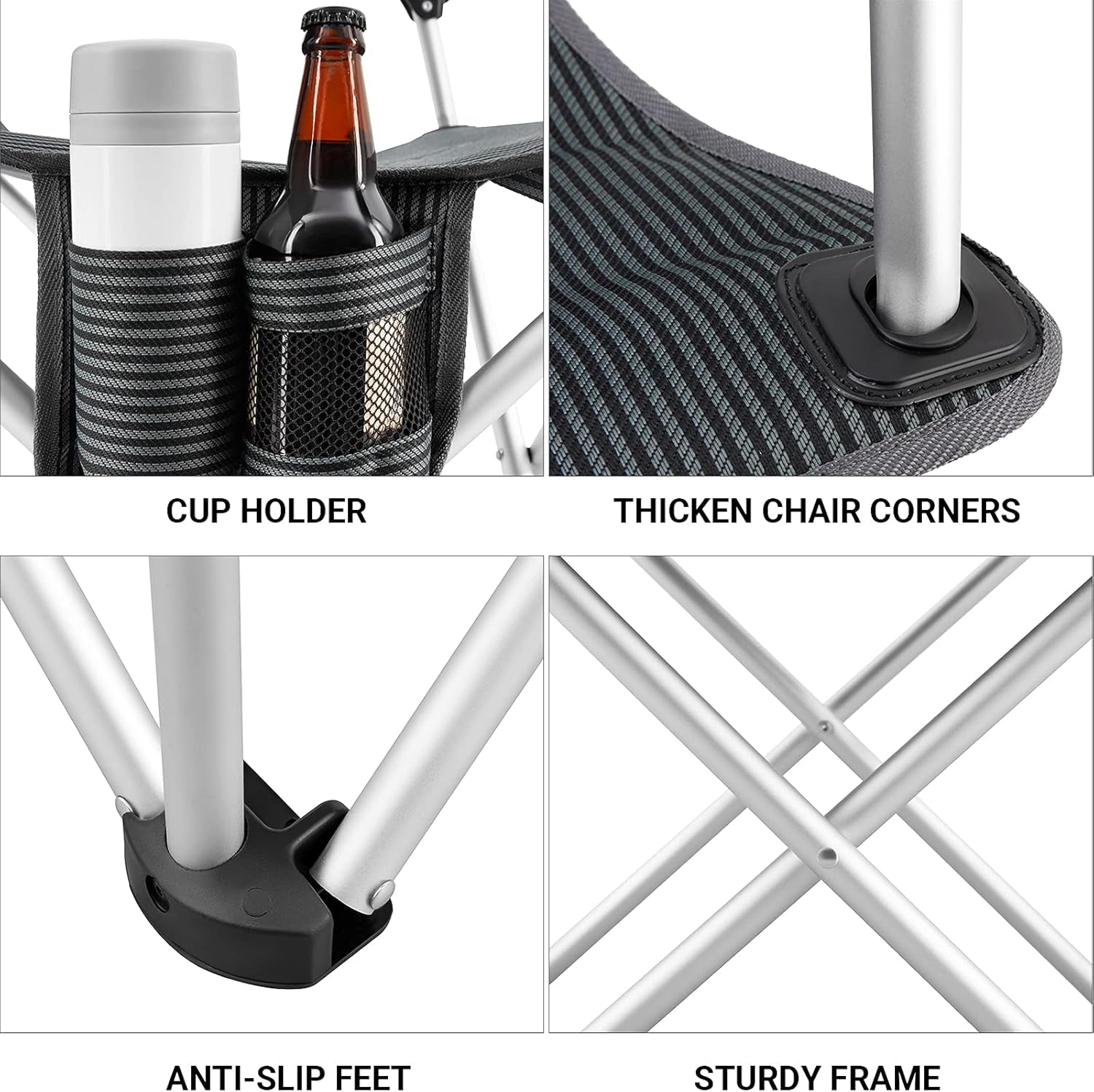 Camping Chairs for Adults,Folding Camping Chair for Heavy People,Lightweight Deluxe Camp Chair for Picnic Garden Fishing,Fold up Chairs Outdoor with Cup Holder Side Pocket,Max Load 300Lbs