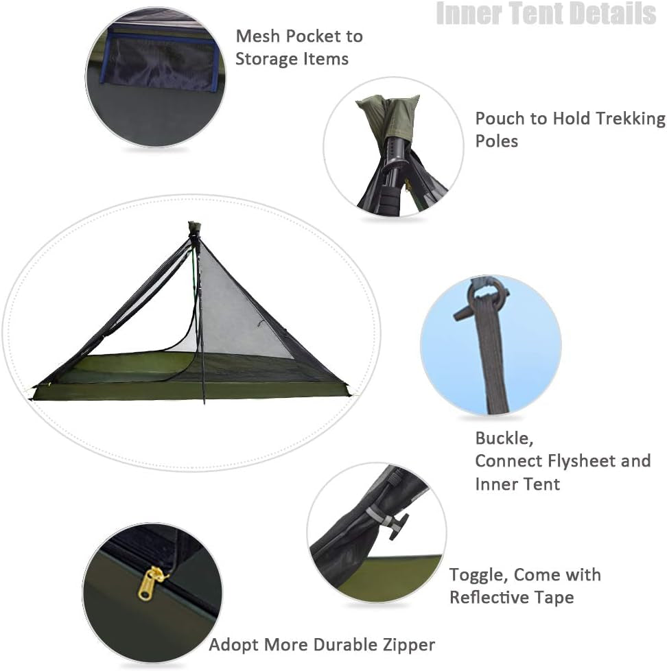 Lightweight Backpacking Tent for 1 Person Trekker Pole 1 Man Tent for Camping Hiking Outdoor Travel