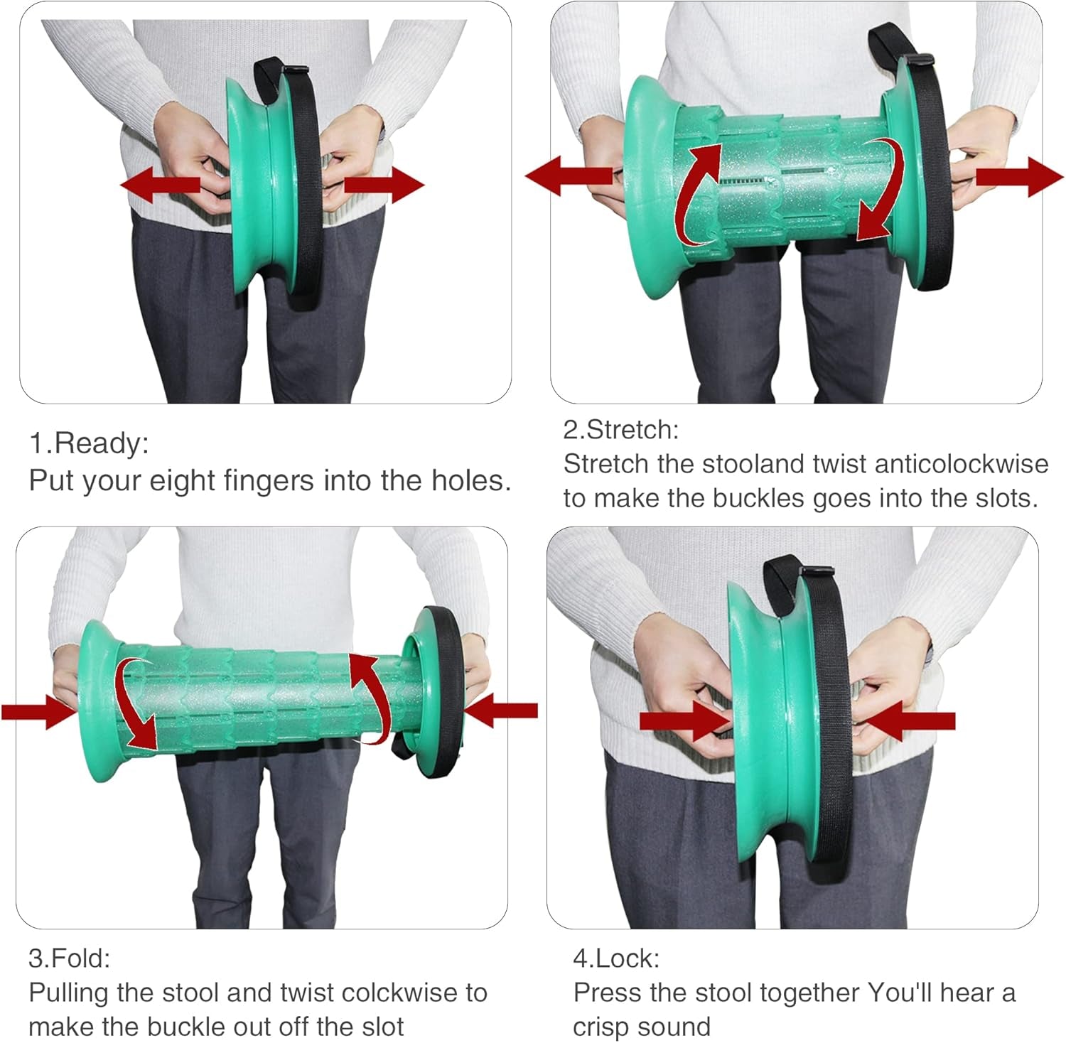 20.4" Portable Collapsible Stool - Telescopic & Retractable with Cushion, Lightweight Folding Stool - Capacity 550 Lbs - Bag Included for Outdoor, Garden, Hiking, BBQ