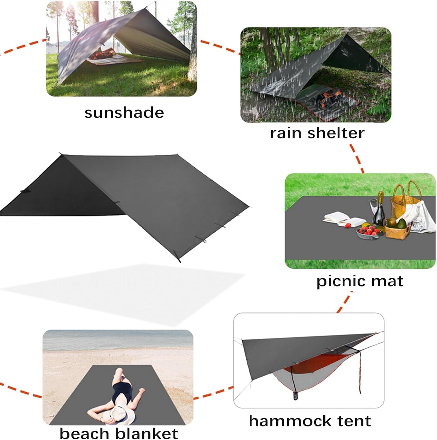 Tent Tarp, Picnic Mat Camping Tarp Tent Hammock Tarp, Pu Waterproof Camping Tarp Tent Rain Fly Picnic Mat Survival Shelter Sunshade