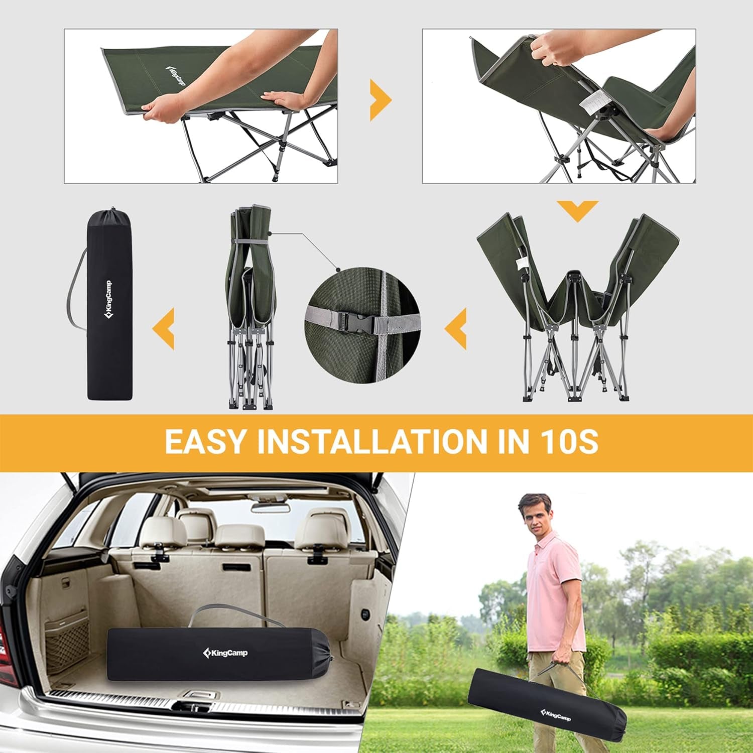 Folding Camping Cot for Adults,Portable Sturdy Sleeping Cot with Carry Bag Outdoor Lightweight Camping Bed Support 264 Lbs,Large Outdoor Foldable Travel Cots for Camping Beach Home Nap