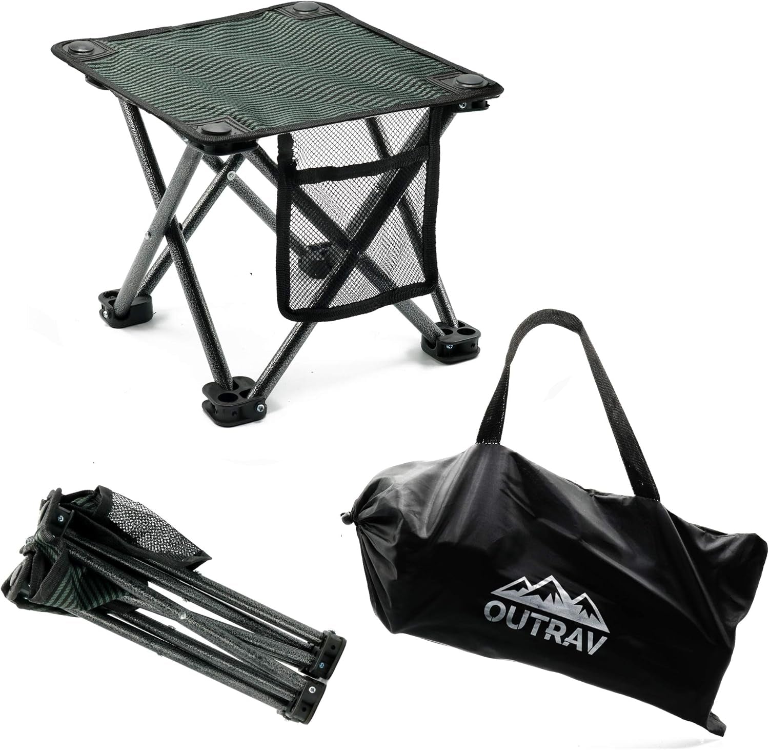 Camping Stool - Outdoor Travel Folding Small Chair - Portable Stool for Camping, Fishing, Hiking, Gardening, & Beach - Heavy Duty, Lightweight Easy to Carry Camping Seat with Carry Bag
