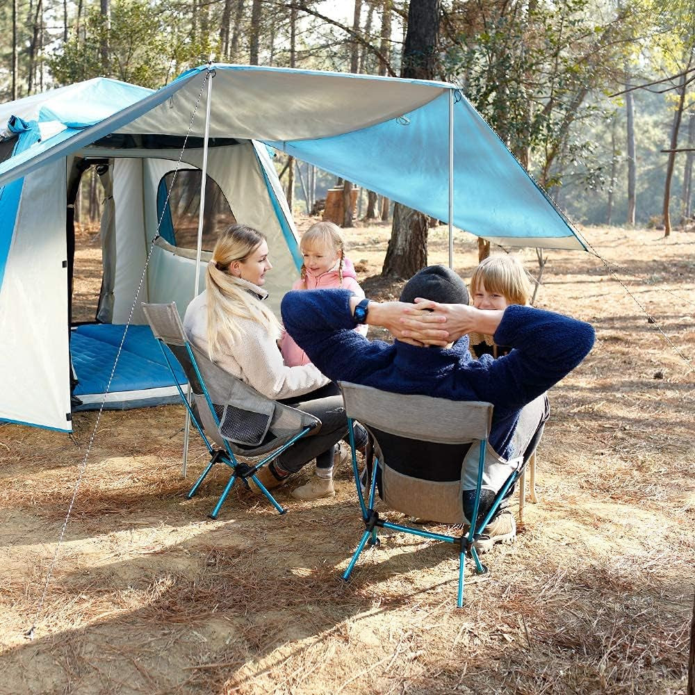 Camping Chair Foldable, Ultralight Portable Outdoor Camp Chair with High Back and Side Pockets, Comapct Portable Chair, Lawn Chair