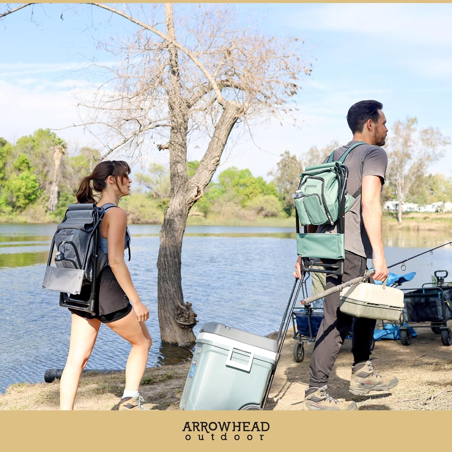Multi-Function 3-In-1 Compact Camp Chair: Backpack, Stool & Insulated Cooler, W/Bottle Holder & Storage Bag, External Pockets, Backrest, Fishing, Hiking, Heavy-Duty, Usa-Based