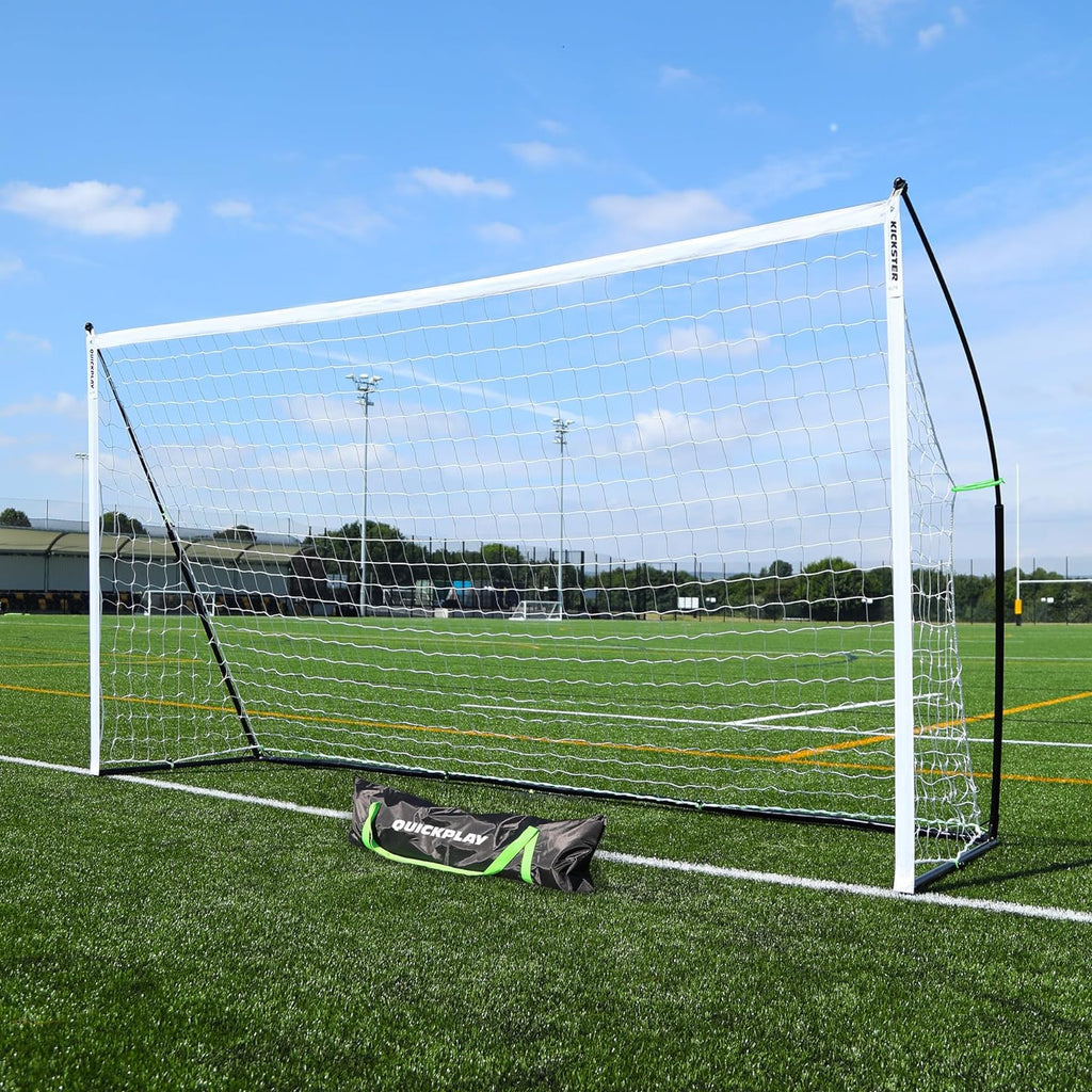 Kickster Elite Portable Soccer Goal | Integrated Weighted Base for Training on Turf, Hard Floors or Grass | Sizes 5X3', 6X4', 12X6', 16X7', & 3X2M [Single Goal]