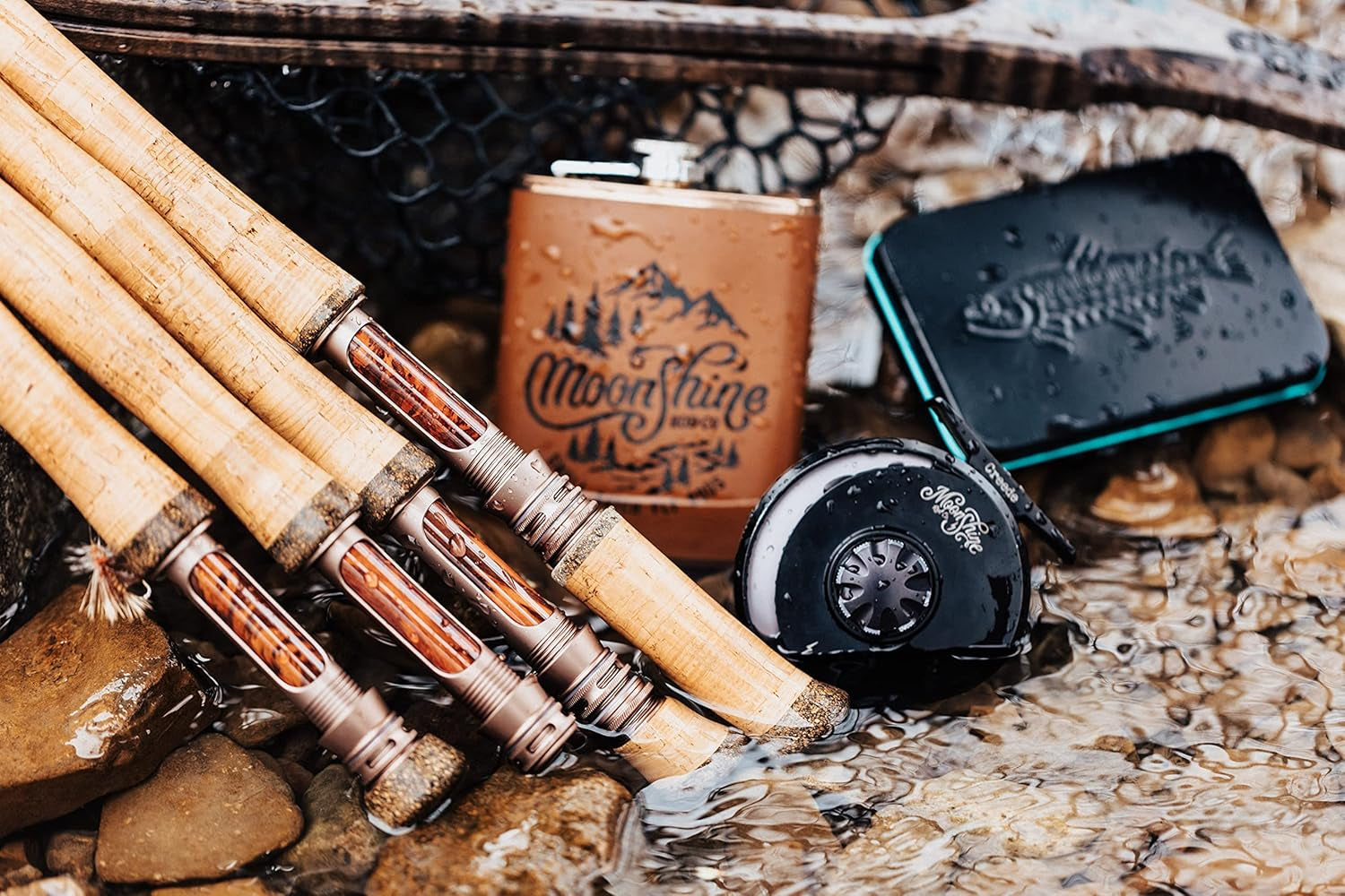 Moonshine Rod Co. Fly Fishing Rod with Carrying Case and Extra Rod Tip Section, Slow-Medium-Fast Action