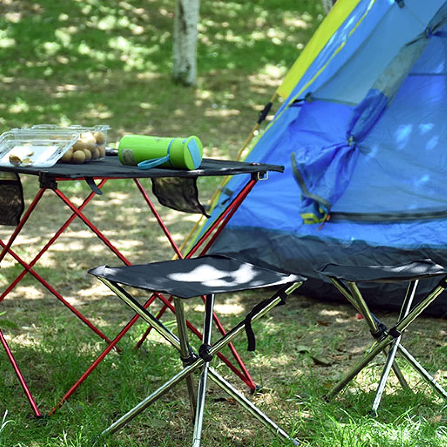 Compact Camping Stool Folding Tripod Chair Lightweight Portable Camp Stool Mini Foldable Chair (Blue - L)