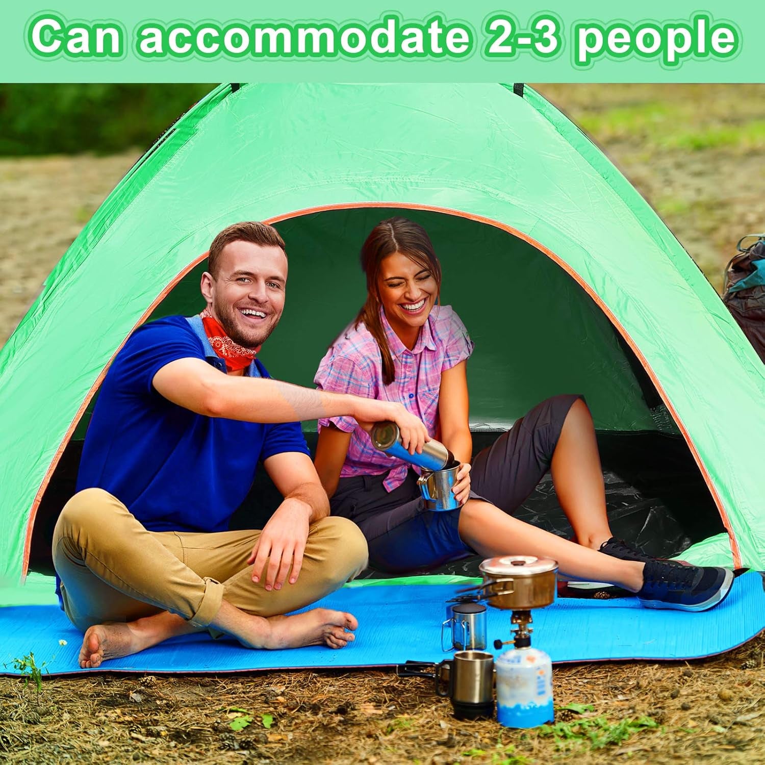 2 to 3 Persons Pop up Tent Automatic Instant Outdoor Tent Easy Setup Camping Tent Waterproof Dome Tent for Hiking Camping Backpacking Outdoor Sports (Green)