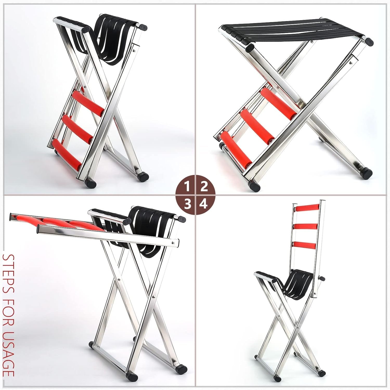 Outdoor Folding Camping Chair for Adults - Lightweight Portable Fishing Hunting Seat with Backrest,Camp Stool with Back Support Heavy Duty Support 660 Lbs for Outdoor Picnic Hiking Fishing/Medium