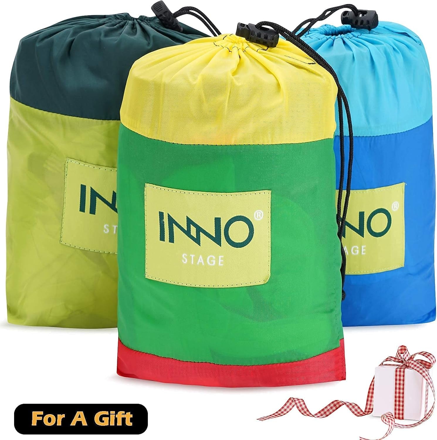 INNO STAGE Camping Hammock - Portable Hammocks Double with 2 Tree Straps, Lightwight Camping Gear for Hiking, Backpacking, Hunting, Outdoor, Beach - Blue