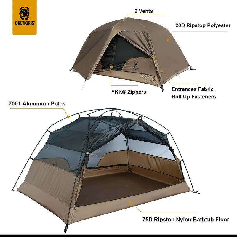 COSMITTO 2.0 Camping Tent for Two Person 3-Season Easy Setup Instant Travel Tent for Hiking Trekking Fishing Beach