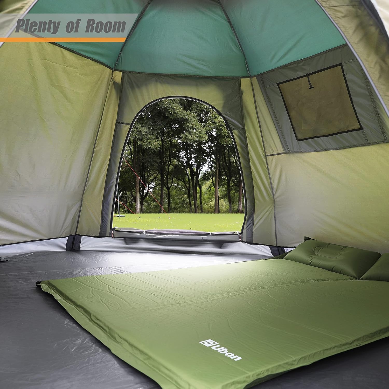 Outdoor Camping Tents for 4/5 Person Waterproof Instant Setup Tent Double Layer Family Tent with Removable Rain Fly Easy Assemble Cabin Tent for 4 Seasons-Green