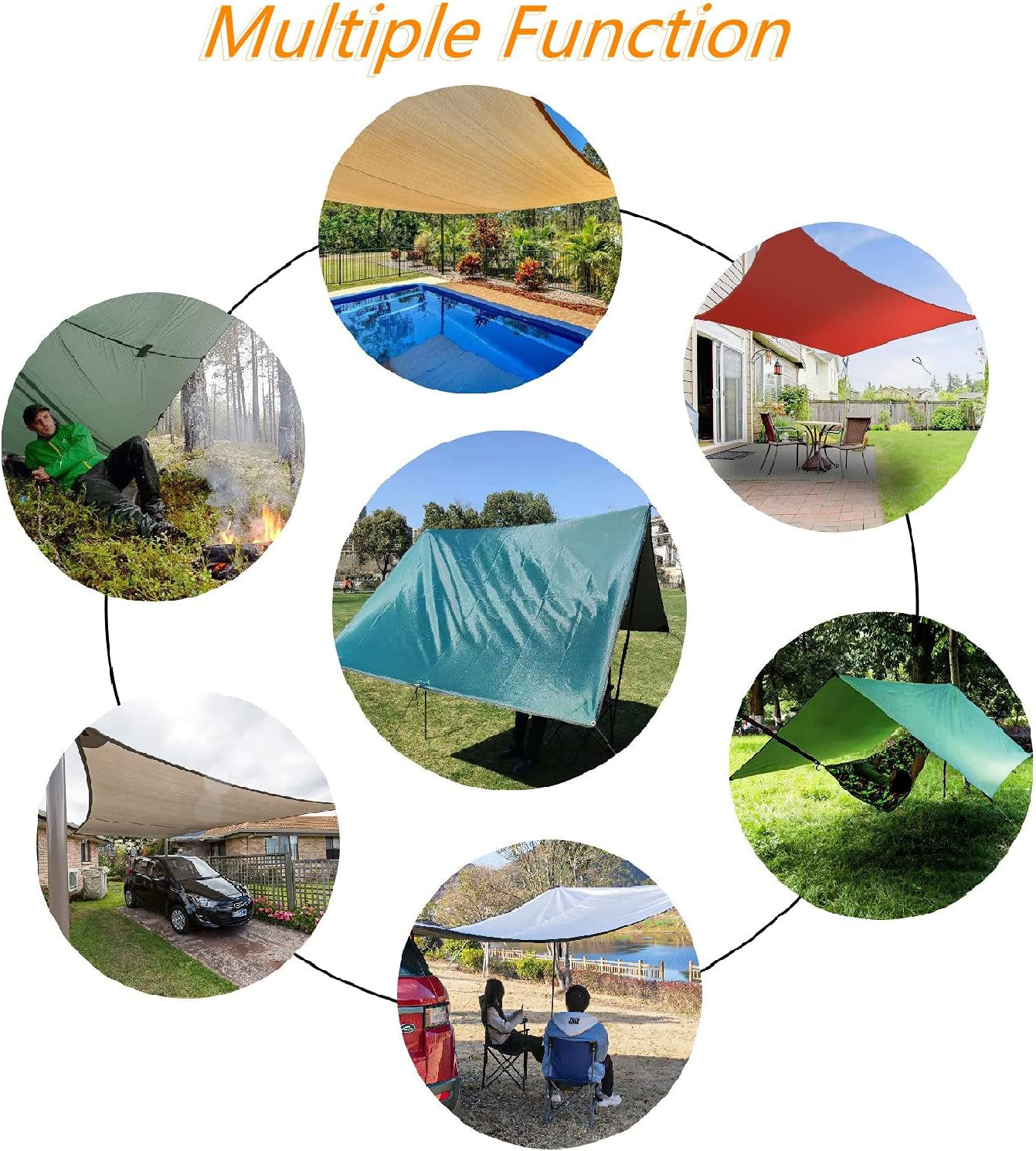Versatility Car Awning Camping Car Tail Tent Waterproof Shed 210D Silver Coated Oxford Cloth Tent for Outdoor Activities like Camping Mountaineering Fishing for Vehicles SUV RV