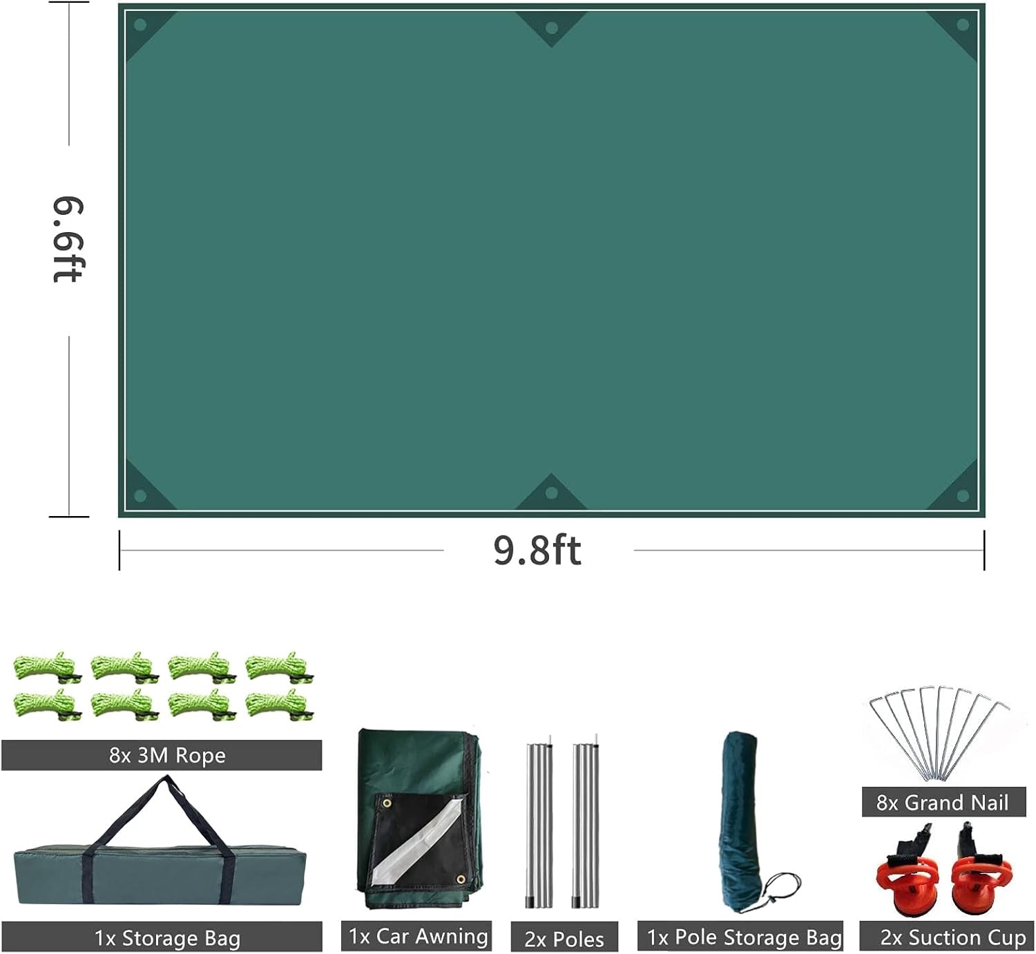 Versatility Car Awning Camping Car Tail Tent Waterproof Shed 210D Silver Coated Oxford Cloth Tent for Outdoor Activities like Camping Mountaineering Fishing for Vehicles SUV RV
