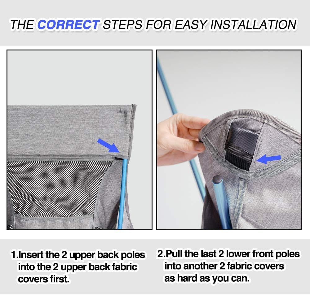 Camping Chair Foldable, Ultralight Portable Outdoor Camp Chair with High Back and Side Pockets, Comapct Portable Chair, Lawn Chair