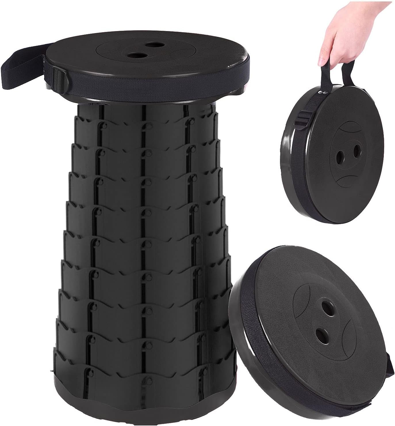Retractable Folding Stools Portable Camping Stool Upgraded Collapsable Stool Telescopic Camping Stool Fishing Chair Seat for Fishing Camping Outdoors Indoors, Max Load 330Lbs